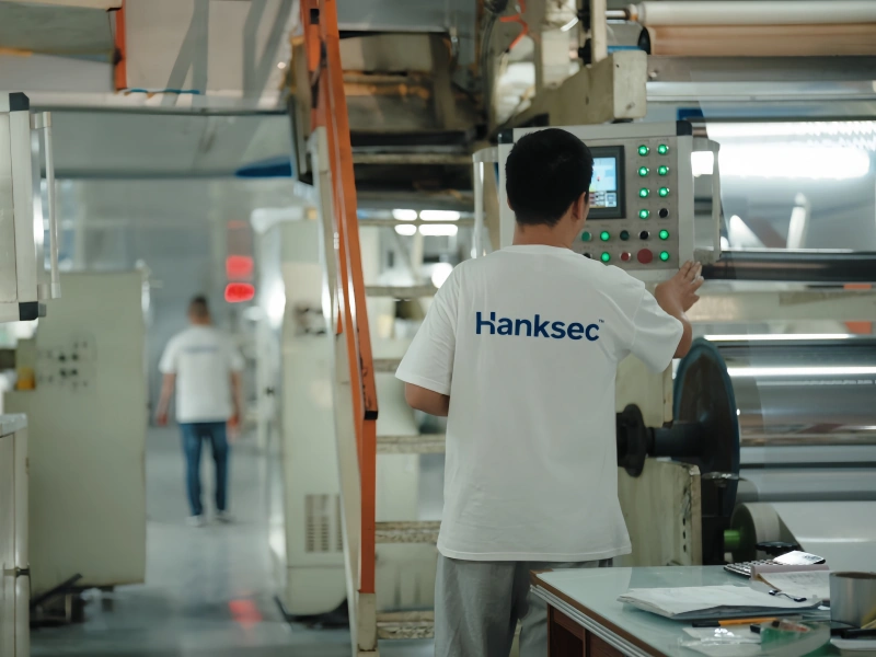 Hanksec adhesive coating and liner lamination process